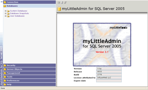 myLittleAdmin Main Interface