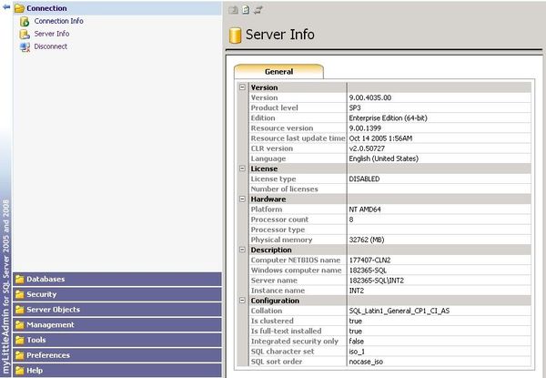 All important info about your (hosted) SQL Server in a single page